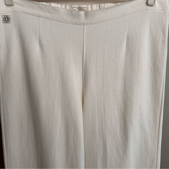 THE EARTH COLLECTION Natural Cotton Cream Wide Leg Crop Pants Greek Key Hem XXL - Picture 3 of 10